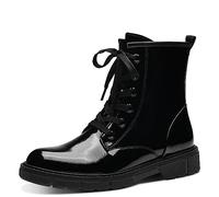 MARCO TOZZI Damen Stiefeletten zum Schnüren Flach mit Reißverschluss, Schwarz (Black Patent), 41 EU