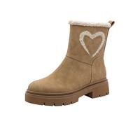 Winterboots MARCO TOZZI, Damen, Gr. 41, beige, Lederimitat, used, Basic, Schuhe Winterboots, Blockabsatz, Stiefelette mit Teddy-Herzapplikation an der Seite (41664930-41) beige
