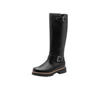 Winterstiefel MARCO TOZZI, Damen, Gr. 37, Normalschaft, schwarz, Lederimitat, unifarben, Basic, Schuhe Winterstiefel, Blockabsatz, Langschaftstiefel mit Zierschnallen (11861723-37) schwarz