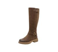 Winterstiefel MARCO TOZZI, Damen, Gr. 39, Normalschaft, dunkelbraun, Nubuklederimitat, unifarben, used, Basic, Schuhe Winterstiefel, Blockabsatz, Langschaftstiefel mit Zierschnallen (64531350-39) dunk