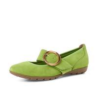 MARCO TOZZI Damen Ballerinas aus Leder mit Klettverschluss, Grün (Apple), 37 EU
