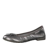 MARCO TOZZI Damen Ballerinas aus Leder mit Schleife, Silber (Pewter), 37 EU