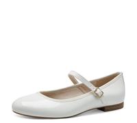 Marco Tozzi Damen Ballerinas mit Riemchen Vegan, Weiß (White Patent), 39 EU