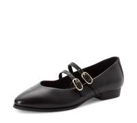 Marco Tozzi Damen Ballerinas weiches Feel Me Fußbett Leder weiches Innenfutter Spitz, schwarz (Black), 39 EU
