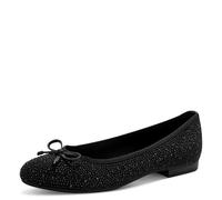 Marco Tozzi Damen Ballerinas weiches Feel Me Fußbett weiches Innenfutter Vegan Modern, schwarz (Black), 38 EU