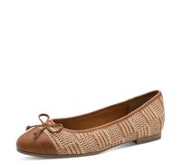 MARCO TOZZI Damen Ballerinas weiches Feel Me Fußbett weiches Innenfutter Vegan Modisch, braun (Cognac Comb), 39 EU