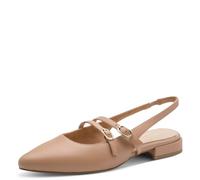 Marco Tozzi Damen Ballerinas weiches Feel Me Fußbett weiches Innenfutter Vegan Spitz, beige (Cappuccino), 39 EU