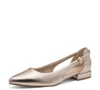 Marco Tozzi Damen Ballerinas weiches Feel Me Fußbett weiches Innenfutter Vegan Spitz, metallic (Platinum), 37 EU