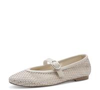 MARCO TOZZI Damen Ballerinas weiches Feel Me Fußbett weiches Innenfutter Vegan Strap, beige (Cream Comb), 41 EU