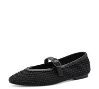 Marco Tozzi Damen Ballerinas weiches Feel Me Fußbett weiches Innenfutter Vegan Strap, schwarz (Black Comb), 37 EU