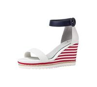 Marco Tozzi Damen by Guido Maria Kretschmer 2-2-88703-26 Keilsandale, White/Navy COM, 41 EU