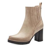 MARCO TOZZI Damen Chelsea Boots aus Kunstleder mit Absatz, Grau (Taupe), 40