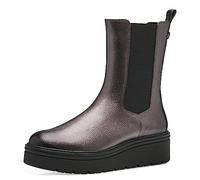 MARCO TOZZI Damen Chelsea Boots aus Kunstleder Plateau, Silber (Pewter), 41