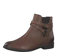 MARCO TOZZI Damen Chelsea Boots aus Leder Flach, Braun (Muscat), 38