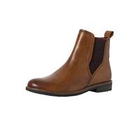 MARCO TOZZI Damen Chelsea Boots aus Leder Flach, Braun (Muscat Antic), 41