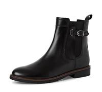 MARCO TOZZI Damen Chelsea Boots mit Lederanteil Blockabsatz, Schwarz (Black/Cognac C), 37 EU
