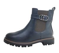 MARCO TOZZI Damen Chelsea Boots mit Schnalle Blockabsatz, Blau (Navy), 40 EU