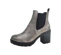 MARCO TOZZI Damen Chelsea Boots Vegan zum Schlupfen, Silber (Gun Metal), 40 EU