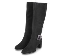MARCO TOZZI Damen Hohe Stiefel mit Absatz Vegan mit Schnalle, Schwarz (Black Comb), 36 EU
