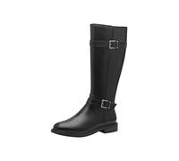 MARCO TOZZI Damen Hohe Stiefel ohne Absatz aus Leder mit Schnallen, Schwarz (Black), 38 EU