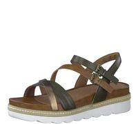 MARCO TOZZI Damen Keilsandale, flacher Absatz, weiches FEEL ME Fußbett, aus hochwertigem Leder, ideal für Business und Freizeit