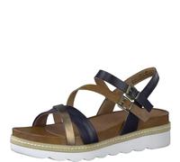 MARCO TOZZI Damen Keilsandale, flacher Absatz, weiches FEEL ME Fußbett, aus hochwertigem Leder, ideal für Business und Freizeit, 38 EU