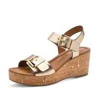MARCO TOZZI Damen Keilsandale weiches Feel Me Fußbett weiches Innenfutter Stylisch, metallic (GOLD), 41 EU