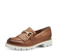 MARCO TOZZI Damen Loafer mit Absatz mit Plateausohle Vegan, Braun (Cognac), 39 EU