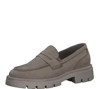 MARCO TOZZI Damen Loafer mit Plateau aus Leder Klassisch, Braun (Taupe Nubuck), 37