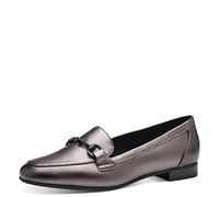 MARCO TOZZI Damen Loafer ohne Absatz aus Kunstleder Elegant, Silber (Pewter), 37