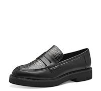 MARCO TOZZI Damen Loafer ohne Absatz aus Kunstleder mit Blockabsatz, Schwarz (Black Comb), 39 EU