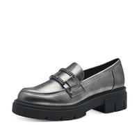 MARCO TOZZI Damen Loafer ohne Absatz Vegan mit Plateau, Silber (Pewter), 38 EU