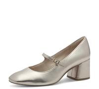 MARCO TOZZI Damen Mary Janes aus Leder mit Blockabsatz, Beige (Platinum), 41 EU