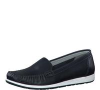 MARCO TOZZI Damen Mokassins aus Leder Bequem, Blau (Navy), 41 EU