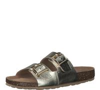 MARCO TOZZI Damen Pantoletten aus Leder Lack, Beige (Platinum), 36 EU