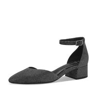 MARCO TOZZI Damen Pumps mit Riemen Glitzer Vegan, Schwarz (Black Metallic), 38 EU