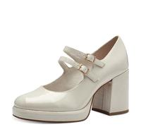 MARCO TOZZI Damen Pumps mit Riemen mit Plateausohle Vegan, Beige (Cream Patent), 40 EU