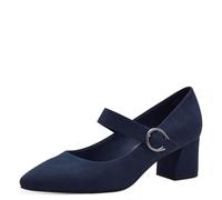 MARCO TOZZI Damen Pumps mit Riemen Spitz mit Blockabsatz, Blau (Navy), 38 EU