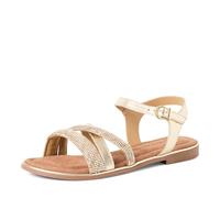 MARCO TOZZI Damen Sandale weiches Feel Me Fußbett Leder Sling, metallic (PLATINUM COMB), 37 EU