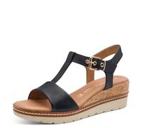 MARCO TOZZI Damen Sandale weiches Feel Me Fußbett Leder weiches Innenfutter Modern, blau (NAVY), 41 EU
