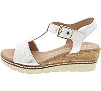 MARCO TOZZI Damen Sandale weiches Feel Me Fußbett Leder weiches Innenfutter Modern, weiß (WHITE COMB), 37 EU