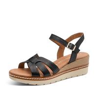 MARCO TOZZI Damen Sandale weiches Feel Me Fußbett Leder weiches Innenfutter Schick, schwarz (BLACK), 39 EU