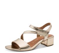 MARCO TOZZI Damen Sandale weiches Feel Me Fußbett Leder weiches Innenfutter Stilvoll, metallic (GOLD), 38 EU