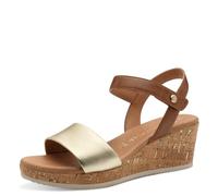 MARCO TOZZI Damen Sandalen mit Keilabsatz mit Lederanteil Sommer, Gold (Gold Comb), 36 EU