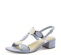 Sandalette MARCO TOZZI, Damen, Gr. 37, hellblau, vanille, Lederimitat, Textil, unifarben mit Farbeinsatz, Schuhe Sandalette, Blockabsatz, Sommerschuh, Riemchensandale mit verstellbarer Schnalle (29808