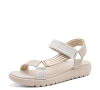 MARCO TOZZI Damen Sandale weiches Feel Me Fußbett Vegan weiches Innenfutter Komfortabel, beige (LT.TAN COMB), 37 EU