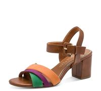 MARCO TOZZI Damen Sandale weiches Feel Me Fußbett Vegan weiches Innenfutter Modern, braun (COGNAC MULTI), 40 EU