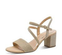 MARCO TOZZI Damen Sandale weiches Feel Me Fußbett Vegan weiches Innenfutter Modern, metallic (PLATINUM), 40 EU