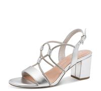 MARCO TOZZI Damen Sandale weiches Feel Me Fußbett Vegan weiches Innenfutter Trendig, metallic (SILVER), 38 EU