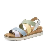 Keilsandalette MARCO TOZZI, Damen, Gr. 39, weiß multi, Lederimitat, mehrfarbig, Schuhe, Plateau, Riemchensandale in farbenfroher Gestaltung (53852651-39) weiß multi